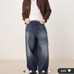 NEW ASOS DESIGN oversized baggy fit jeans in dark wash blue W 30 L 32